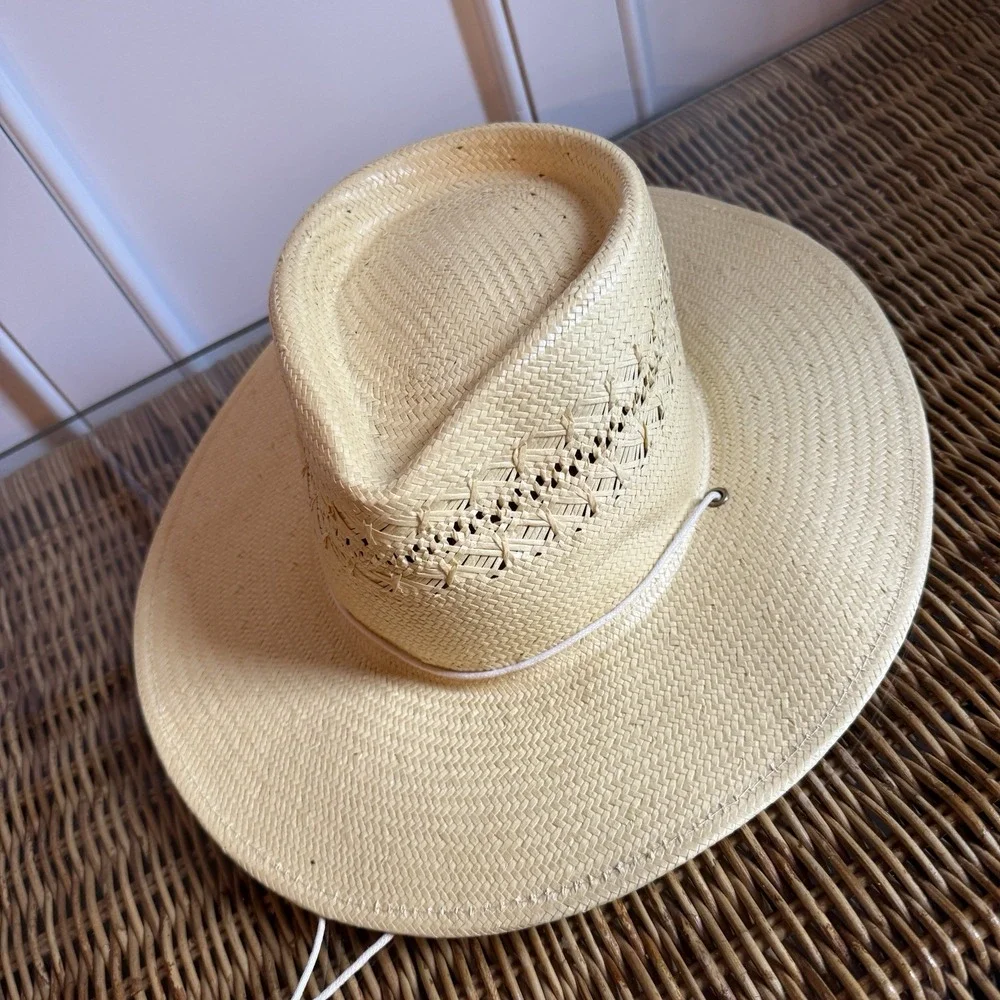 LACK OF COLOR: BAJA SUNLIGHT HAT – HANDWOVEN WESTERN FEDORA PAPER STRAW Size Med